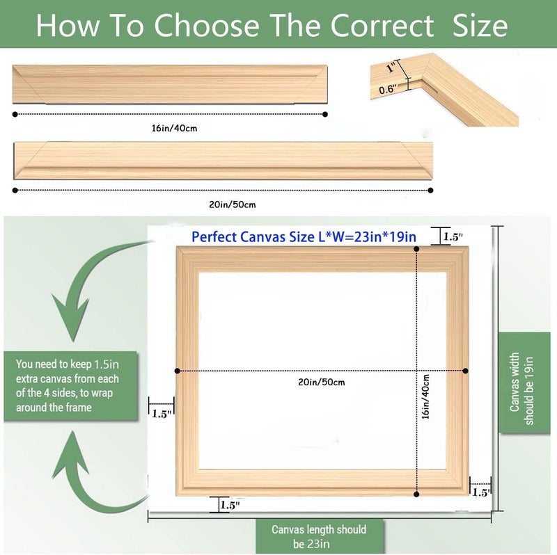 Yeeyeah 2 Pack 16"x 20" DIY Wood Canvas Stretcher Bars, Canvas Frames Kit-Easy to Assemble,Wooden Frames Kit for Oil Painting,Canvas Painting，Embroidery Stitch and Needlepoint Arts Supplies (16 * 20) - Image 3